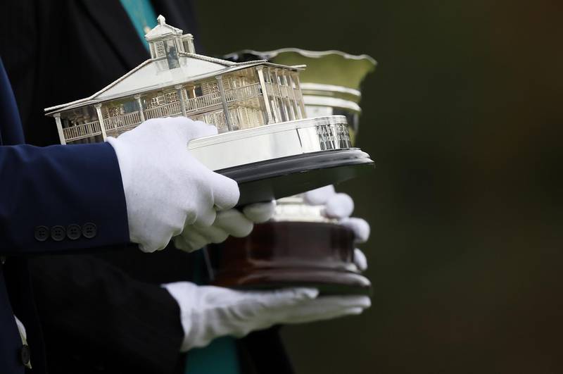 The Masters Trophy in the image of the clubhouse. EPA
