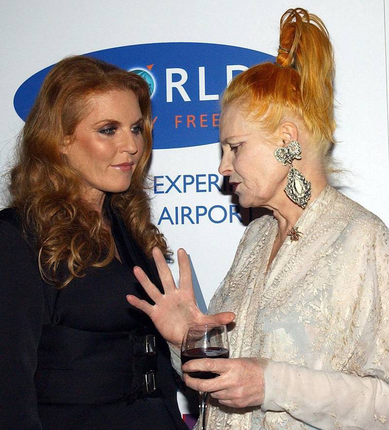 Sarah, Duchess of York, with Westwood at Claridge's, London, in 2004. PA