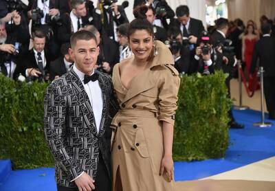 Then a new couple, Jonas and Chopra attend the Met Gala themed Rei Kawakubo/Comme des Garcons: Art Of The In-Between, at the Metropolitan Museum of Art on May 1, 2017 in New York City. Getty via AFP