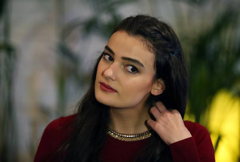 A file photo of the former Miss Turkey Merve Buyuksarac who received a suspended 14-month jail sentence for insulting president Recep Tayyip Erdogan on social media. Emrah Gurel/AP Photo