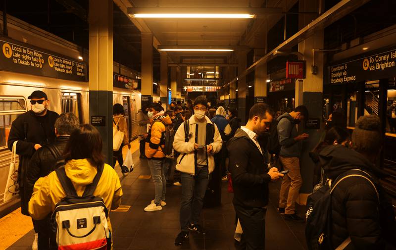 New York commuters wait for a subway train after the shooting. Reuters