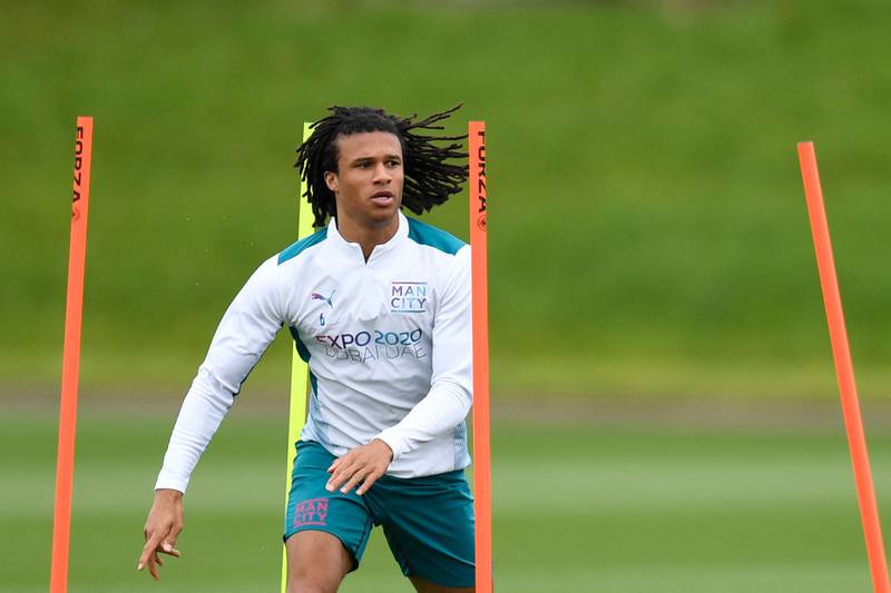 Manchester City's Dutch defender Nathan Ake takes part in a training session. AFP