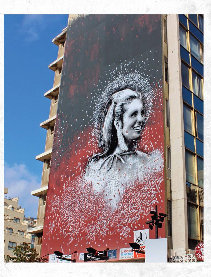 A mural of Lebanese singer Sabah in Hamra, Beirut by Yazan Halawani