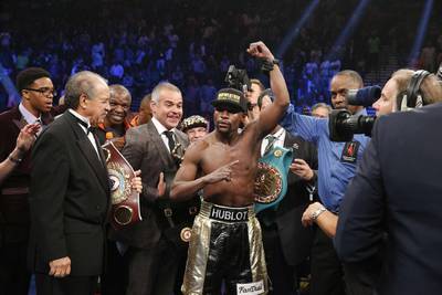 Floyd Mayweather after defeating Many Pacquiao. AFP
