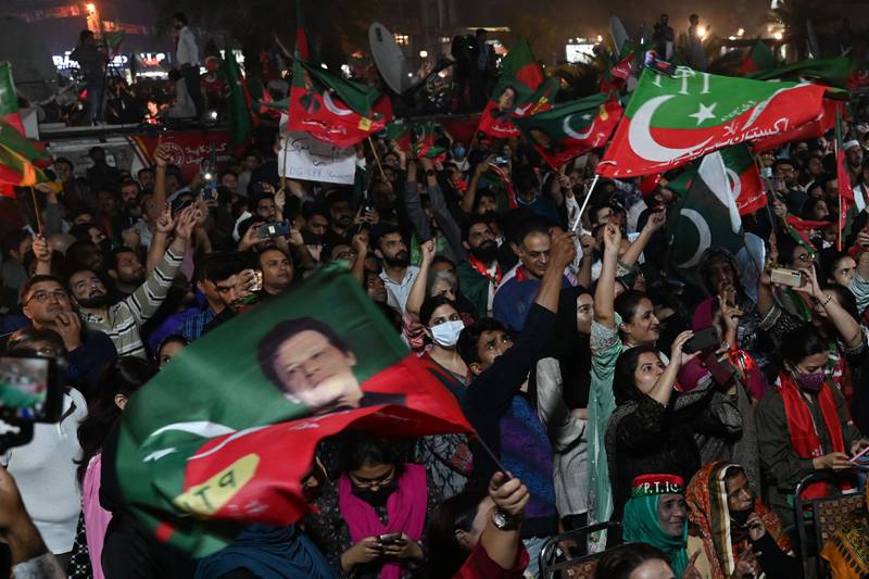Supporters of former Pakistan prime minister Imran Khan take part in a protest in Lahore. AFP