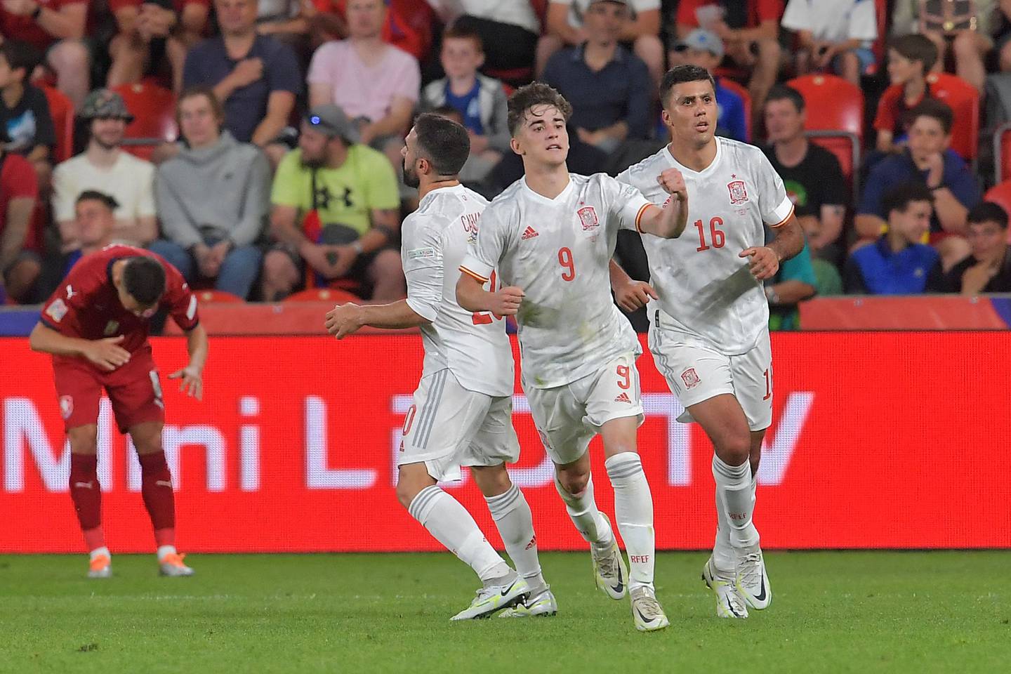 Gavi became Spain's youngest ever goalscorer with his strike against Czech Republic. AFP