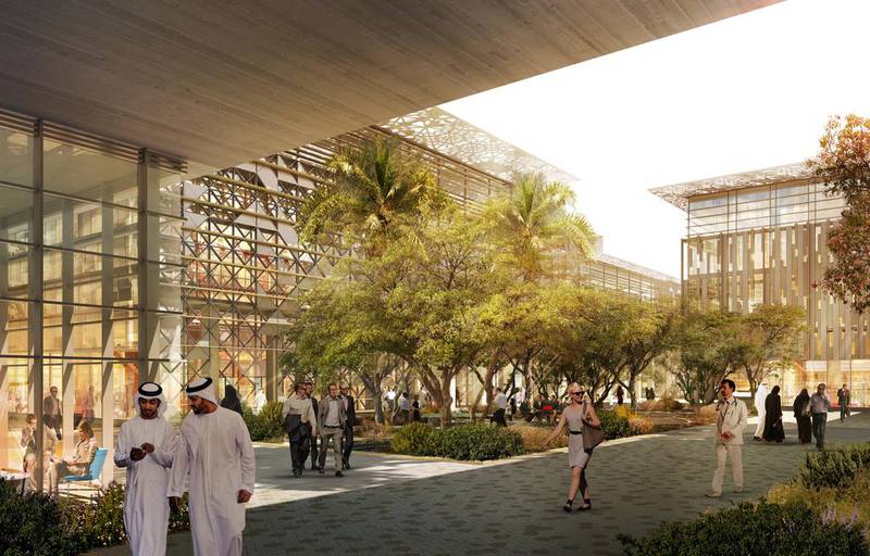 A rendering of Masdar City, which is continuing its eco-friendly aims with the clever use of spatial planning and indigenous plants. Courtesy Masdar
