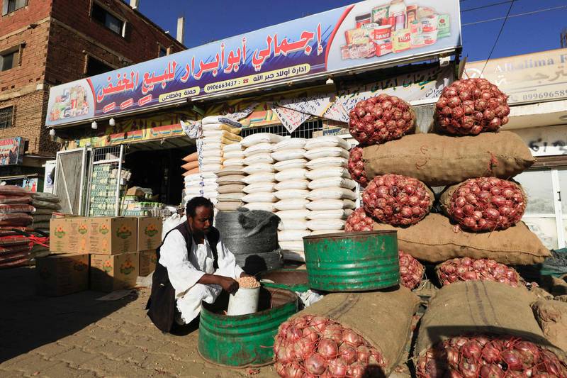 A food shopkeeper in the Sudanese capital Khartoum. AFP