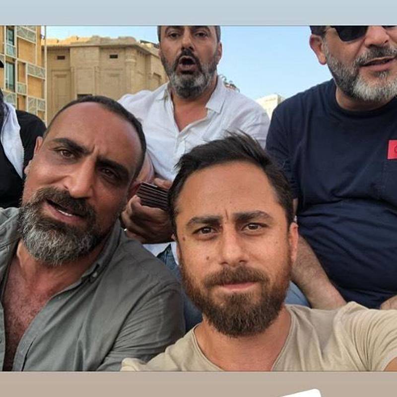 Lebanese actors Abdo Chahin, left, and Said Serhan. "Our voice is louder when we sing together," Serhan wrote. Credit: Said Serhan