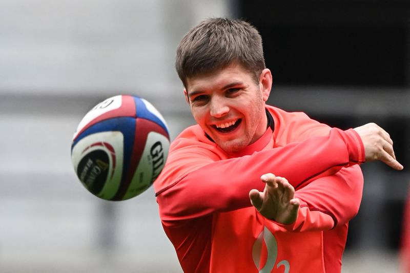 England scrum-half Harry Randall takes part in a training session. AFP
