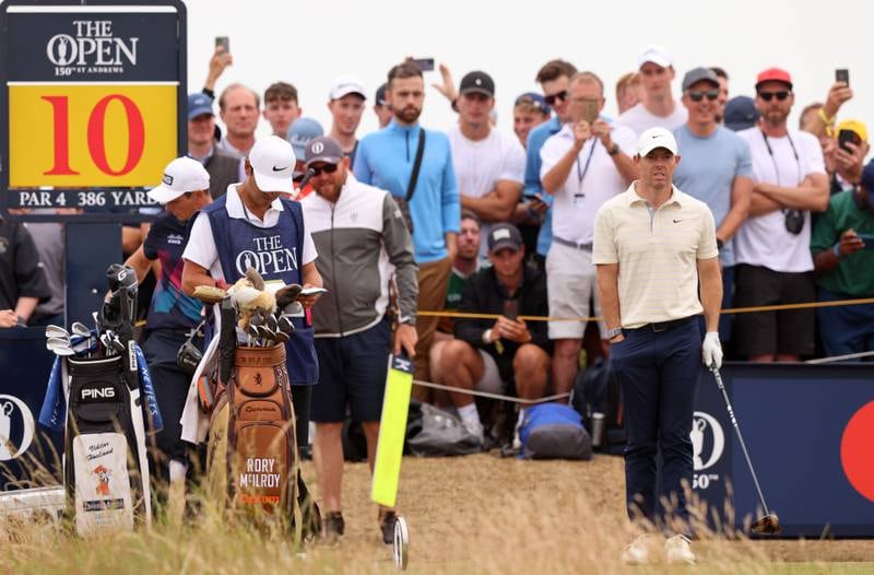 Rory McIlroy on the 10th hole during the final round of the 150th Open Championship. EPA