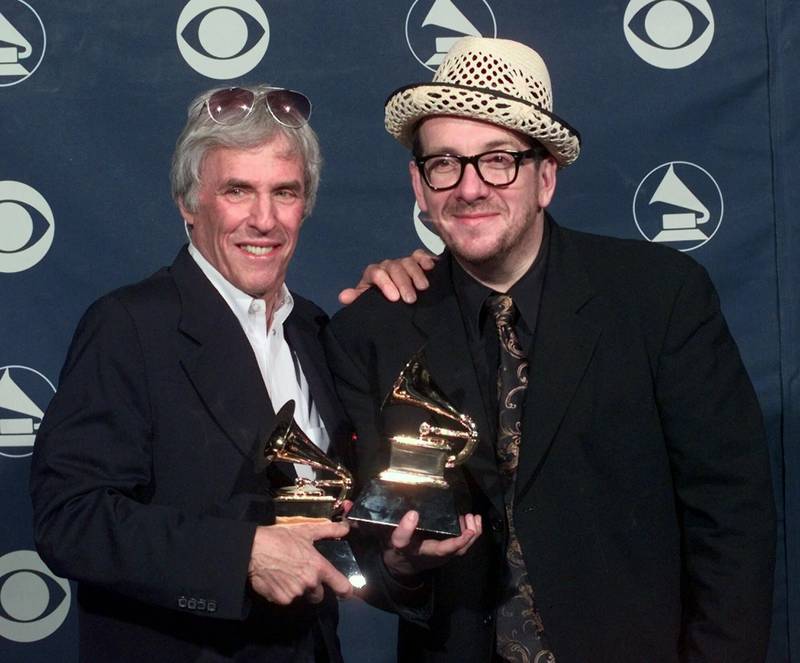 Burt Bacharach, left, and Elvis Costello at the 41st Annual Grammy Awards in 1999. AP