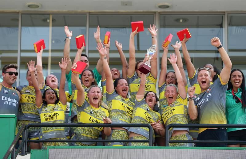 Dubai Hurricanes defeated Dubai Falcons in the Gulf Women's final at the Dubai Rugby Sevens. All images Chris Whiteoak / The National