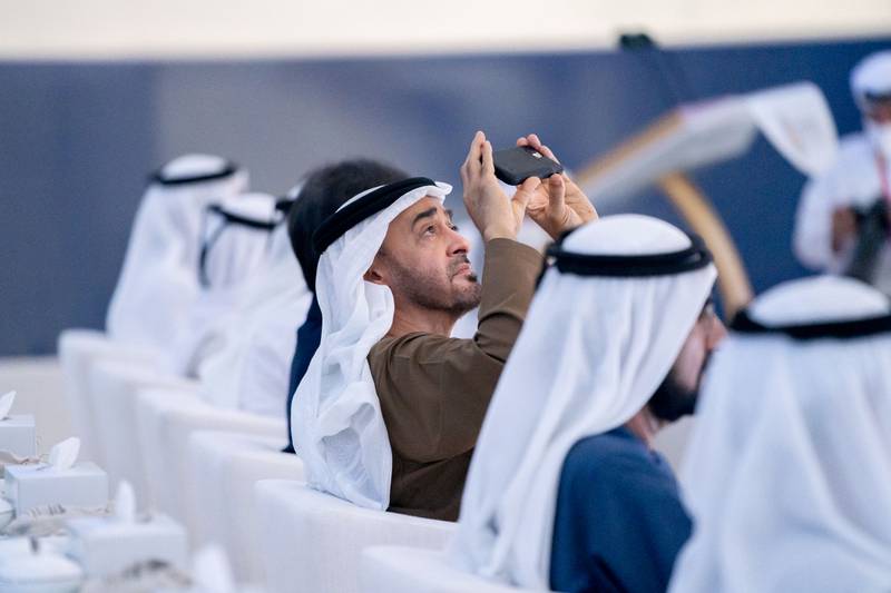 Sheikh Mohamed bin Zayed, Crown Prince of Abu Dhabi and Deputy Supreme Commander of the Armed Forces, at the opening ceremony of Expo 2020 Dubai. All photos: Ministry of Presidential Affairs