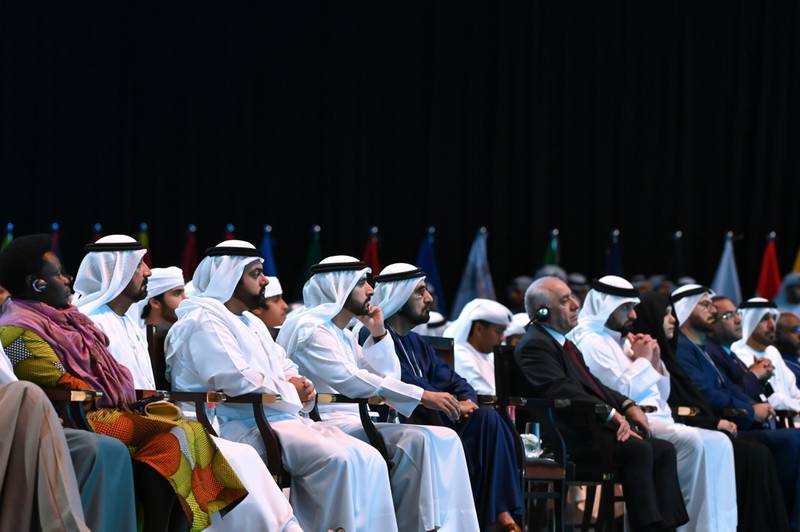 Sheikh Mohammed bin Rashid, Vice President and Ruler of Dubai, listens to Sheikh Saif. WAM