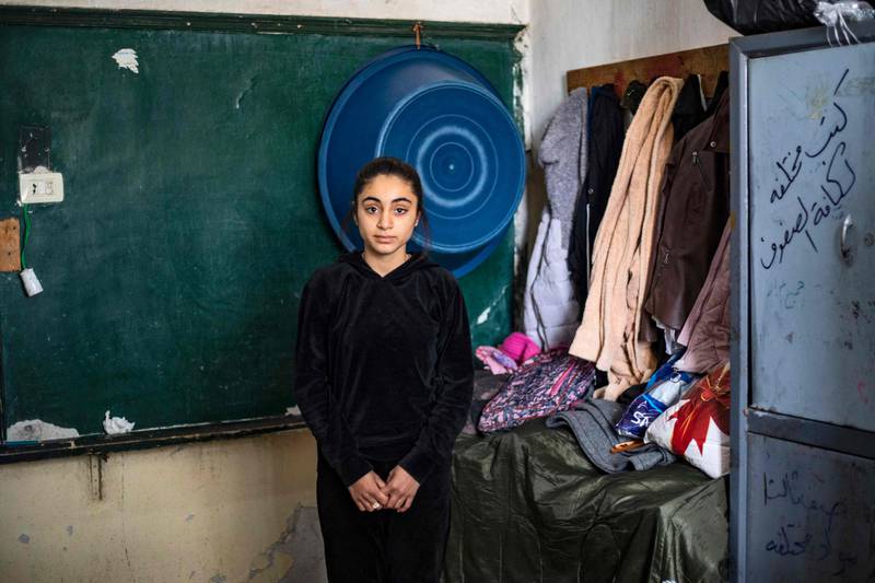 Liana Ali, 11, in the school building on the outskirts of Hassakeh.