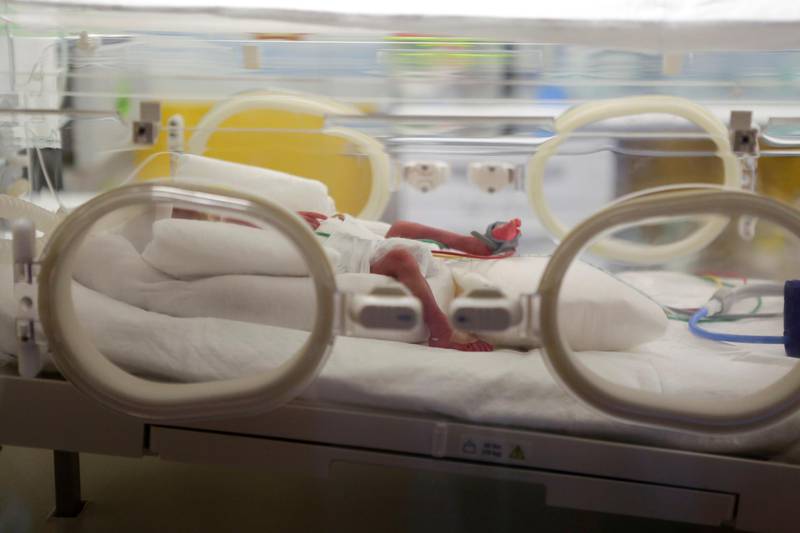 One of the newborn nonuplets born to Malian mother Halima Cisse, in an incubator at the Ain Borja private clinic  in Casablanca, Morocco. Reuters