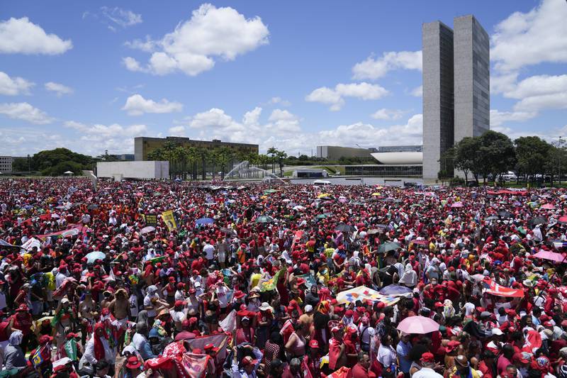 Lula supporters gather to attend his inauguration. AP 