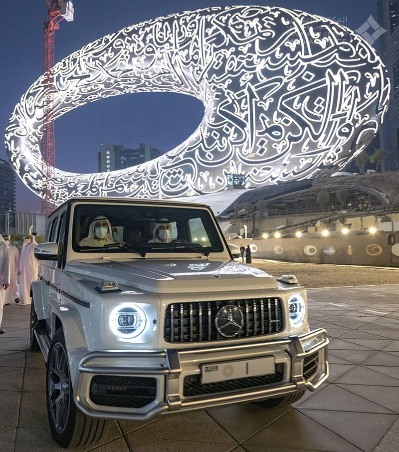 Sheikh Mohammed bin Rashid, Vice President and Ruler of Dubai, at the Museum of the Future in Dubai. Of the museum, Sheikh Mohammed has said: 'The future belongs to those who can imagine it, design it, and execute it. It isn’t something you await, but rather create.'
