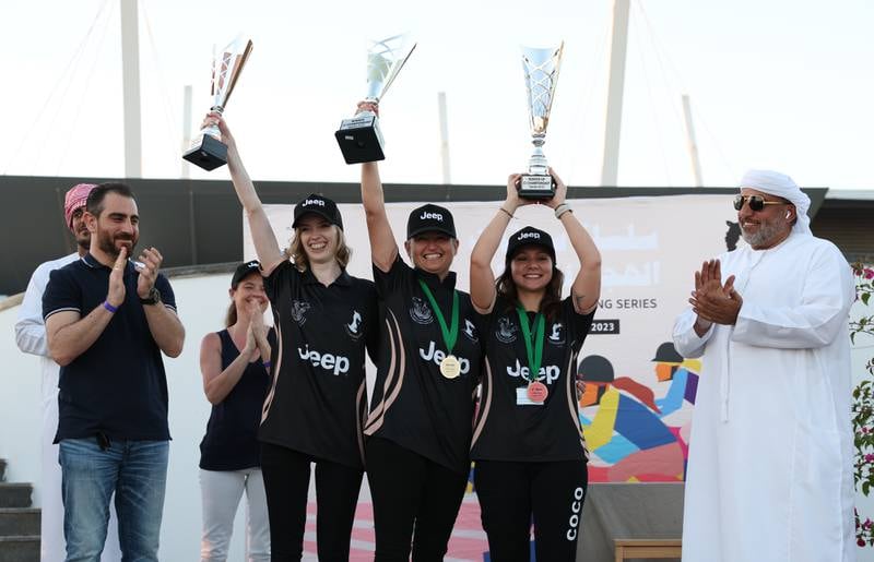 The Arabian Desert Camel Riding Centre team will race in the Saudi Arabia's first all-women race. EPA