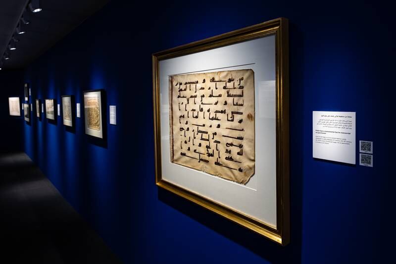 A folio from an 8th-century Quranic manuscript. Photo: Sharjah Museum of Islamic Civilisation