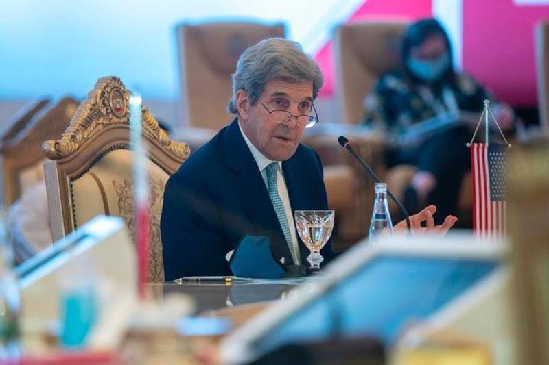 US climate envoy John Kerry at the Regional Climate Dialogue in Abu Dhabi on Sunday. 