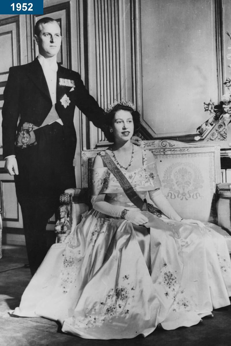 1952: A portrait of the queen and Prince Philip, the Duke of Edinburgh.