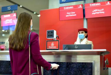 Emirates' biometric path at Dubai International airport allows for a contactless airport experience on some flights. Courtesy Emirates 