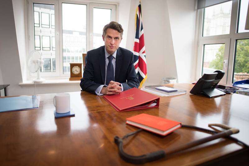 Sir Gavin in his office at the Department of Education in Westminster, London, in August 2020. PA
