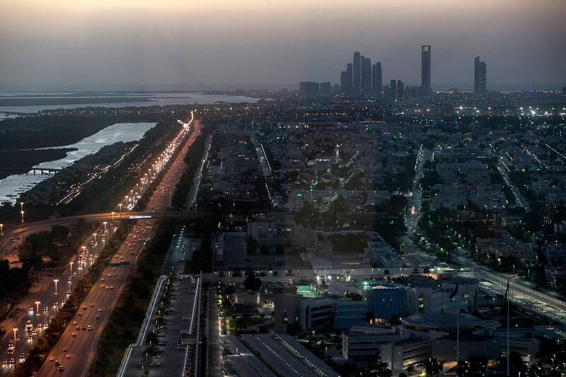 ABU DHABI, UNITED ARAB EMIRATES, Oct. 8, 2014:  
An evening view of section of the Abu Dhabi skyline and the Khaleej al Arabi street on Wednesday, Oct.8, 2014.  (Silvia Razgova / The National)

Usage: undated
Section: all
Reporter:  stock

