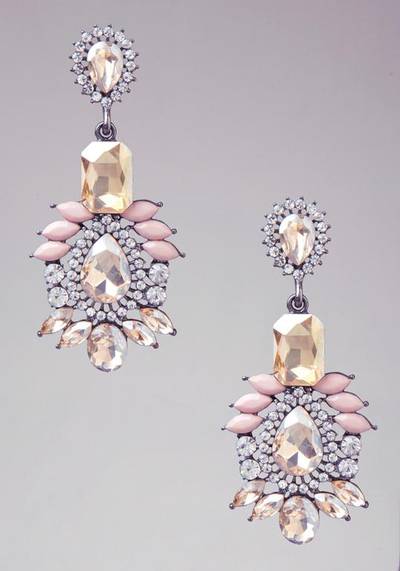 Bebe crystal petal statement earrings. Courtesy Bebe