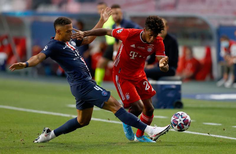 Kingsley Coman - 8: The only change to the Bayern XI from the semi-final was bringing Coman in for Perisic, and he netted a fairy tale goal against his one-time employers. Could have had a penalty, too. Getty