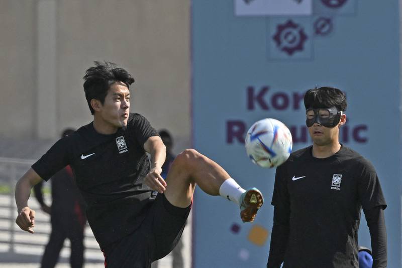 South Korea's players take part in a training session. AFP
