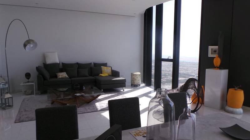 A lounge area on one of the high floors at Burj Mohammed Bin Rashid. Courtesy Aldar