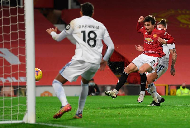 Manchester United's Victor Lindelof scores to make it 4-0. EPA
