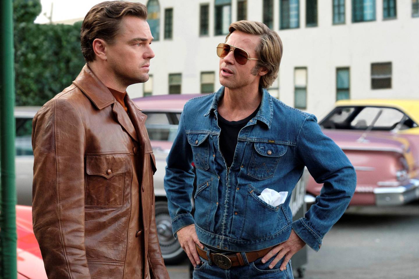 Leonardo DiCaprio and Brad Pitt star in ONCE UPON TIME IN HOLLYWOOD.
