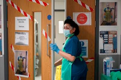 A nurse enters the Covid-19 Red Zone at Glan Clwyd Hospital in Wales in 2020. Getty Images