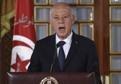 Tunisian President Kais Saied said the EU should 'stop interfering in our affairs'. AP