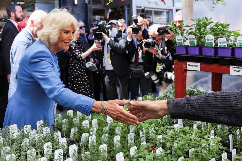 Britain's Camilla, Duchess of Cornwall visits an outdoor market stall at ByWard Market, on the second day of the Canadian 2022 Royal Tour, in Ottawa. Reuters