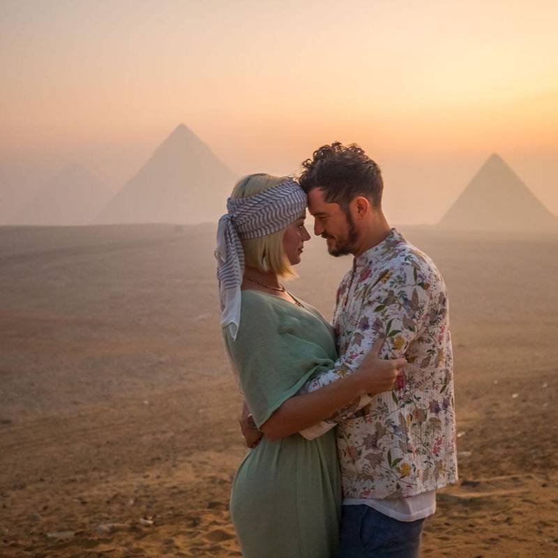 Katy Perry, with fiance Orlando Bloom, marked her birthday in Egypt. Instagram / Orlando Bloom