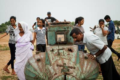A submarine at a 'war tourism' site close to a former Tamil Tigers' base. The sites also attract visitors from the south. Karim Mostafa for The National.

