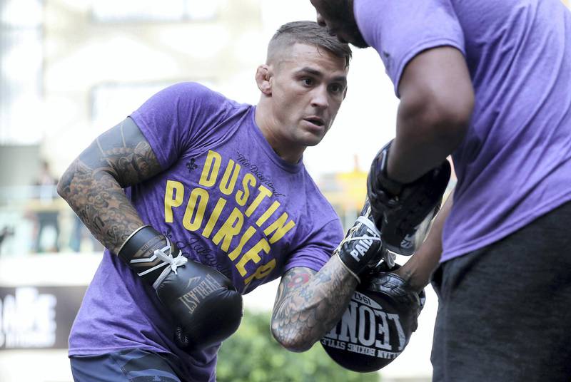 ABU DHABI ,  UNITED ARAB EMIRATES , SEPTEMBER 4 – 2019 :- Dustin Poirier during the UFC Open Workout session held at The Yas Mall in Abu Dhabi. ( Pawan Singh / The National ) For Sports/Online/Instagram. Story by John