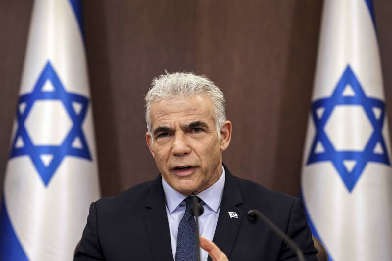 Prime Minister Yair Lapid's announcement could raise tensions with Lebanon's Hezbollah. AP