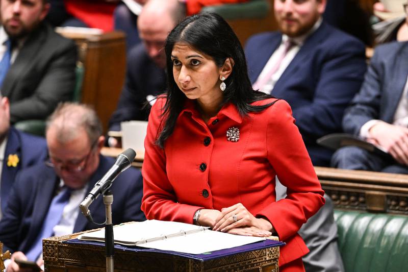 Home Secretary Suella Braverman addresses the Commons about the migrant Bill on March 7.  AFP / UK Parliament