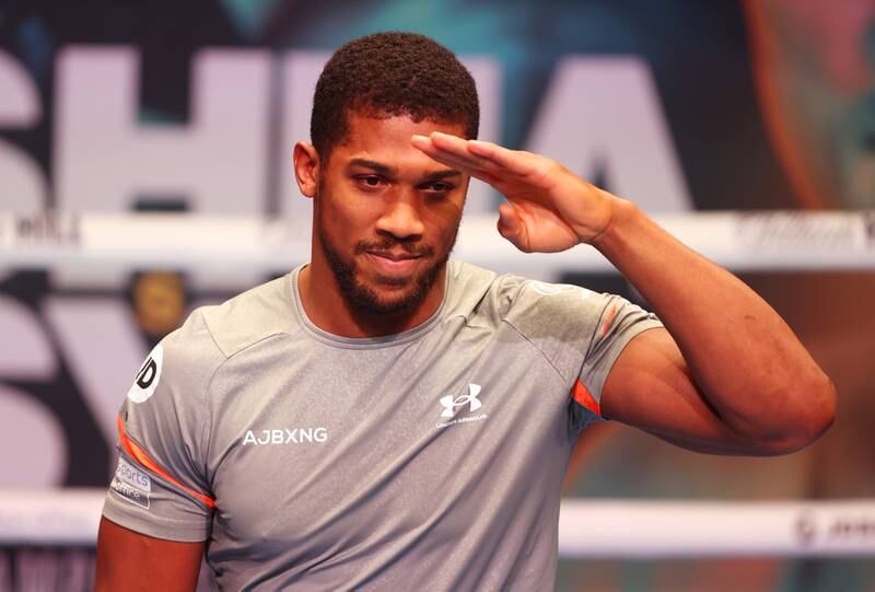 Anthony Joshua trains at the O2 Arena in London ahead of his WBA, WBO, IBF and IBO world heavyweight title fight against Oleksandr Usyk on Saturday, September 25. Getty