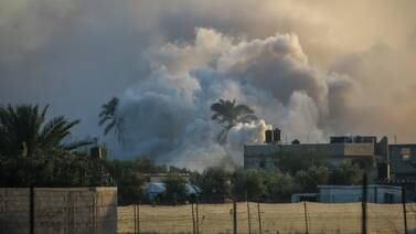 Smoke rises from the site of an explosion in Khan Younis, Gaza. Getty Images