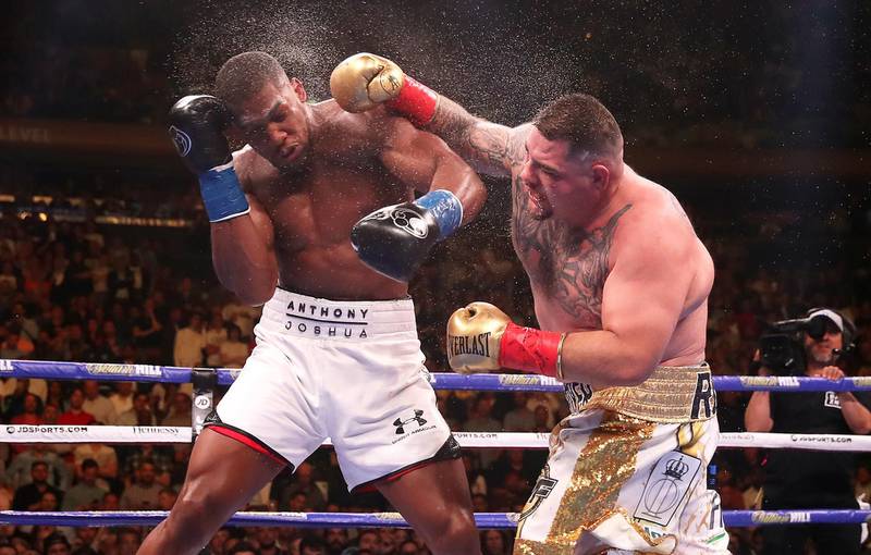 File photo dated 02-06-2019 of Andy Ruiz Jr (right) lands a punch on Anthony Joshua. PRESS ASSOCIATION Photo. Issue date: Tuesday June 4, 2019. Anthony Joshua will fight Andy Ruiz Jr in a rematch in November or December, promoter Eddie Hearn has announced. See PA story BOXING Joshua. Photo credit should read Nick Potts/PA Wire