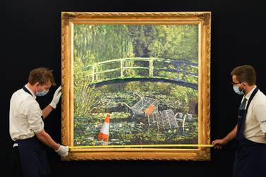 Banksy's 'Show Me The Monet' is the star lot of the auction on October 21. Getty Images
