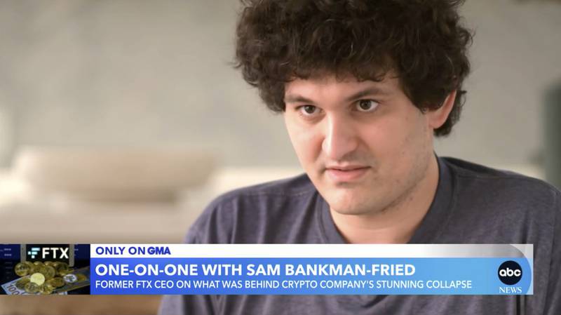 Sam Bankman-Fried, former chief executive of the failed cryptocurrency exchange FTX, in a screengrab from an interview with ABC News. AP