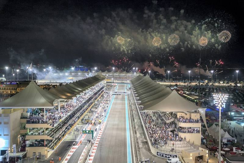 YAS ISLAND, ABU DHABI, UNITED ARAB EMIRATES - November 26, 2017: A firewroks display marks the end of the final day of the 2017 Formula 1 Etihad Airways Abu Dhabi Grand Prix.


( Mohamed Al Hammadi / Crown Prince Court - Abu Dhabi )
---